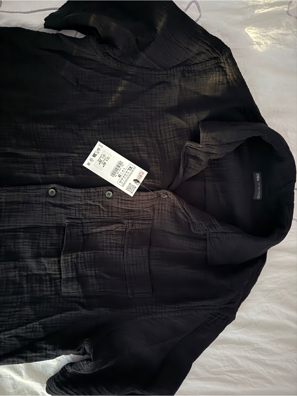 BRAND NEW WITH TAGS Men’s Zara Black Linen Button Down Shirt